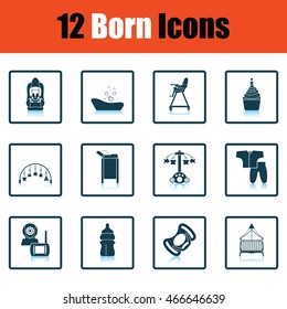 Set of born icons. Shadow reflection design. Vector illustration.