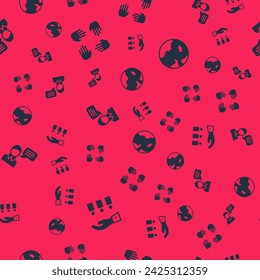 Set Boss with employee, Project team base, Speech bubble chat and Earth globe on seamless pattern. Vector