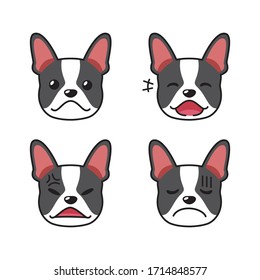 Set boston terrier dog faces showing different emotions for design 