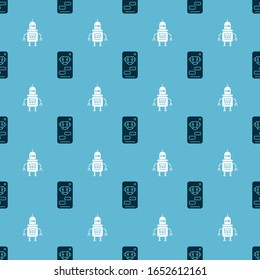 Set Bot and Robot on seamless pattern. Vector