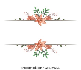 Set Botanic Blossom Floral Elements. Bloom Foliage
