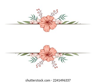 Set Botanic Blossom Floral Elements. Bloom Foliage