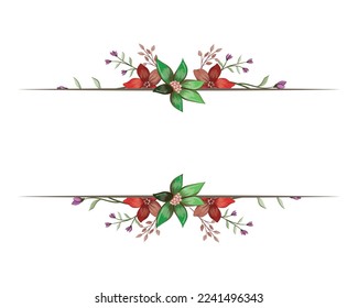 Set Botanic Blossom Floral Elements. Bloom Foliage