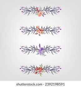 Set Botanic Blossom Floral Elements. Bloom Foliage