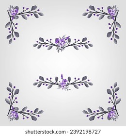 Set Botanic Blossom Floral Elements. Bloom Foliage