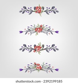 Set botanic blossom floral elements Decorativefor Invitation