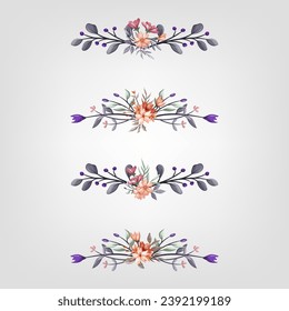 Set botanic blossom floral elements Decorativefor Invitation