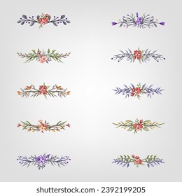 Set botanic blossom floral elements Decorativefor Invitation
