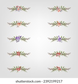 Set botanic blossom floral elements Decorativefor Invitation
