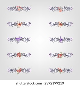 Set botanic blossom floral elements Decorativefor Invitation