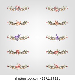 Set botanic blossom floral elements Decorativefor Invitation