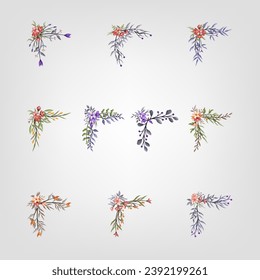 Set botanic blossom floral elements Decorativefor Invitation