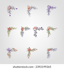 Establecer elementos florales de flores botánicas Decorativos para la invitación