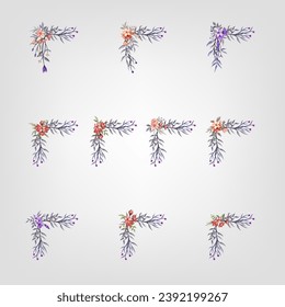 Set botanic blossom floral elements Decorativefor Invitation