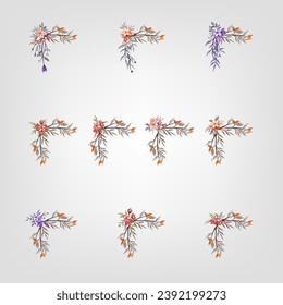 Establecer elementos florales de flores botánicas Decorativos para la invitación