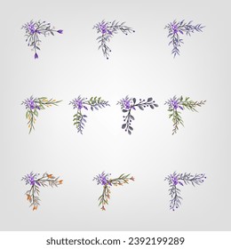 Set botanic blossom floral elements Decorativefor Invitation