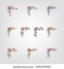 Set botanic blossom floral elements Decorativefor Invitation