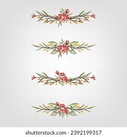 Set botanic blossom floral elements Decorativefor Invitation