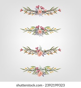 Set botanische Blütenelemente Blumengesteck für die Einladung