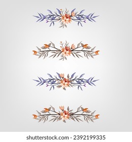 Set botanic blossom floral elements Decorativefor Invitation