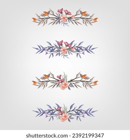 Set botanic blossom floral elements Decorativefor Invitation