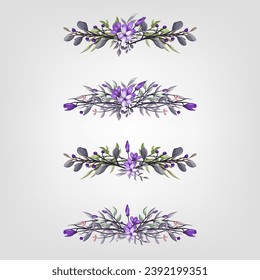 Set botanic blossom floral elements Decorativefor Invitation