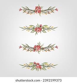 Set botanic blossom floral elements Decorativefor Invitation