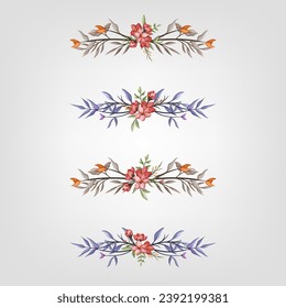 Set botanic blossom floral elements Decorativefor Invitation