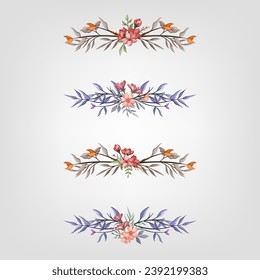 Set botanic blossom floral elements Decorativefor Invitation