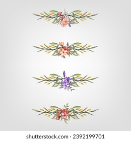 Set botanic blossom floral elements Decorativefor Invitation