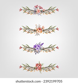 Set botanic blossom floral elements Decorativefor Invitation