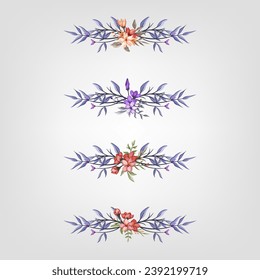 Set botanic blossom floral elements Decorativefor Invitation