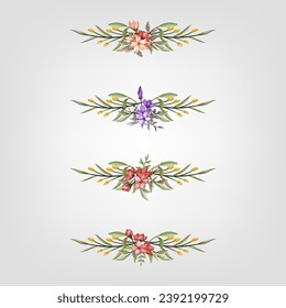 Set botanische Blütenelemente Blumengesteck für die Einladung