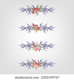 Set botanic blossom floral elements Decorativefor Invitation