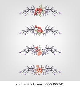 Set botanic blossom floral elements Decorativefor Invitation