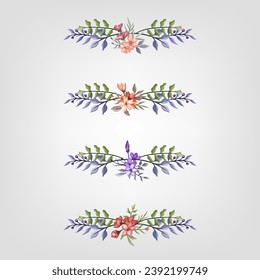 Set botanic blossom floral elements Decorativefor Invitation