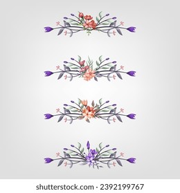 Set botanic blossom floral elements Decorativefor Invitation