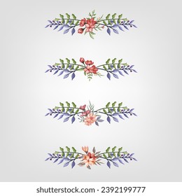 Set botanic blossom floral elements Decorativefor Invitation