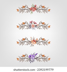 Set botanic blossom floral elements Decorativefor Invitation