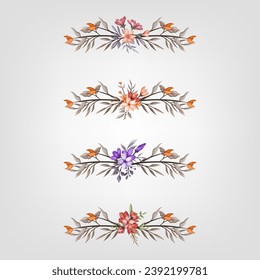 Set botanic blossom floral elements Decorativefor Invitation