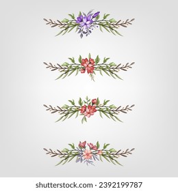 Set botanic blossom floral elements Decorativefor Invitation