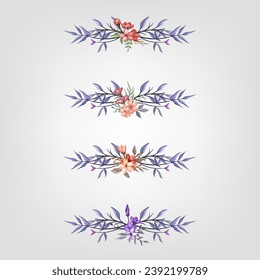 Set botanic blossom floral elements Decorativefor Invitation