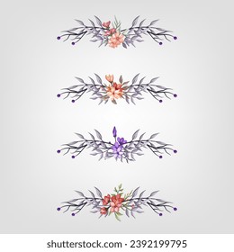 Set botanic blossom floral elements Decorativefor Invitation