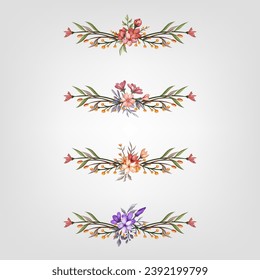 Set botanic blossom floral elements Decorativefor Invitation