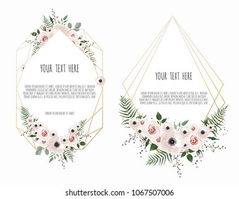Set botanic card with wild flowers, leaves. Spring ornament concept. Floral poster, invite. Vector decorative greeting card or invitation design background. Hand drawn illustration
