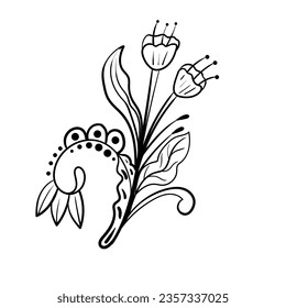 conjunto de artes botánicas. Dibujo de líneas dibujadas a mano de flores abstractas, florales, rosas, hojas tropicales, hojas de primavera y otoño, ramo de aceitunas