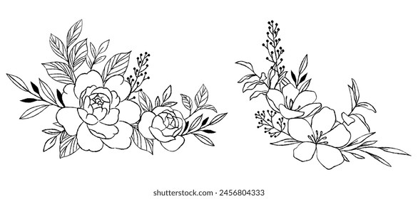 Set of botanical elements ornamental vector