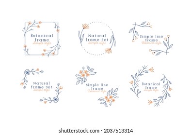 A set of botanical frames.
This illustration has elements of flowers, simple lines, plants, decorations, etc.