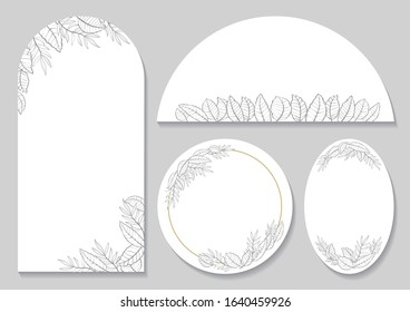 Set of botanical greeting cards with text space, vector illustration.