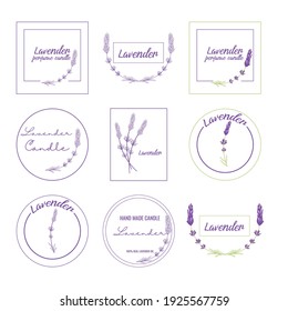 Set of botanical icons with lavender. Vector illustration, eps 10